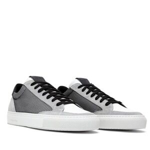 P448 Men's Soho Sneaker, Italian Leather, Black/Gray,,‎ Size 11, Euro 44, NWT
